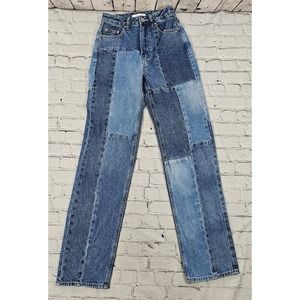 Pacsun Jeans Blue Denim 90's Boyfriend Patchwork WOMENS SIZE 24